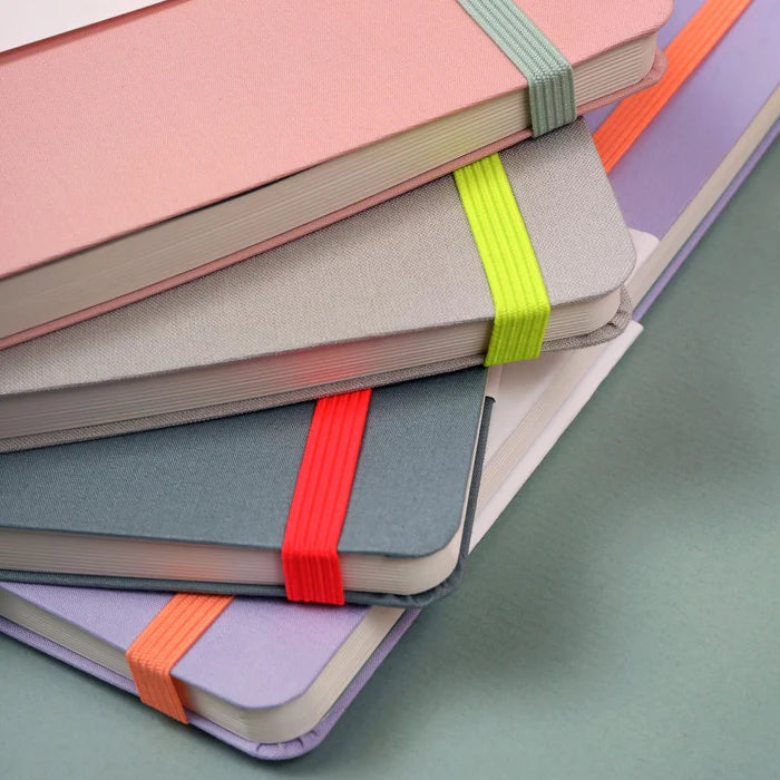 Notizbuch „Neon“ | A5 | Soft Cover - Stoffbezug | Mit Gummizug | rose