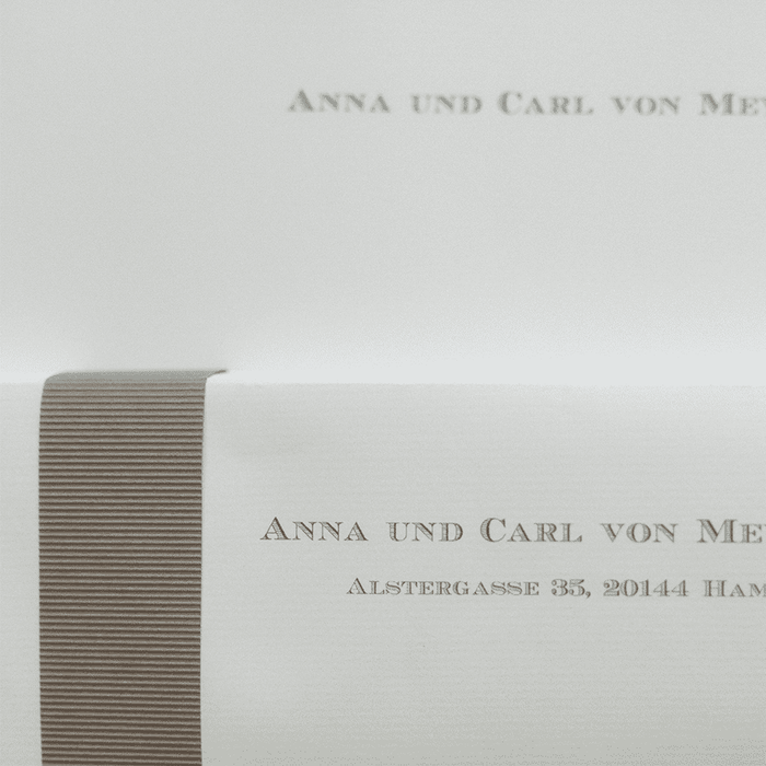 Personalisierbare Briefpapier Kassette | Edles Papier in Creme | 60 Stück | taupe