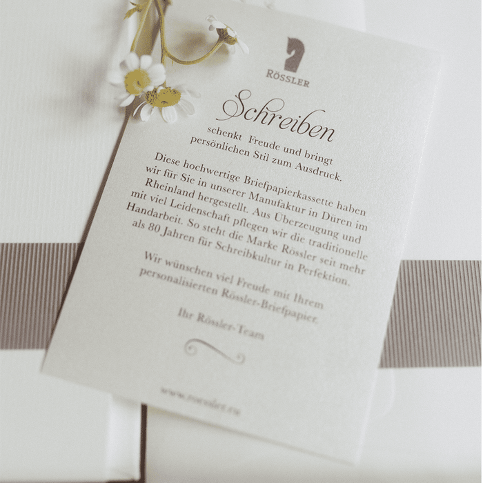 Personalisierbare Briefpapier Kassette | Edles Papier in Creme | 60 Stück | taupe