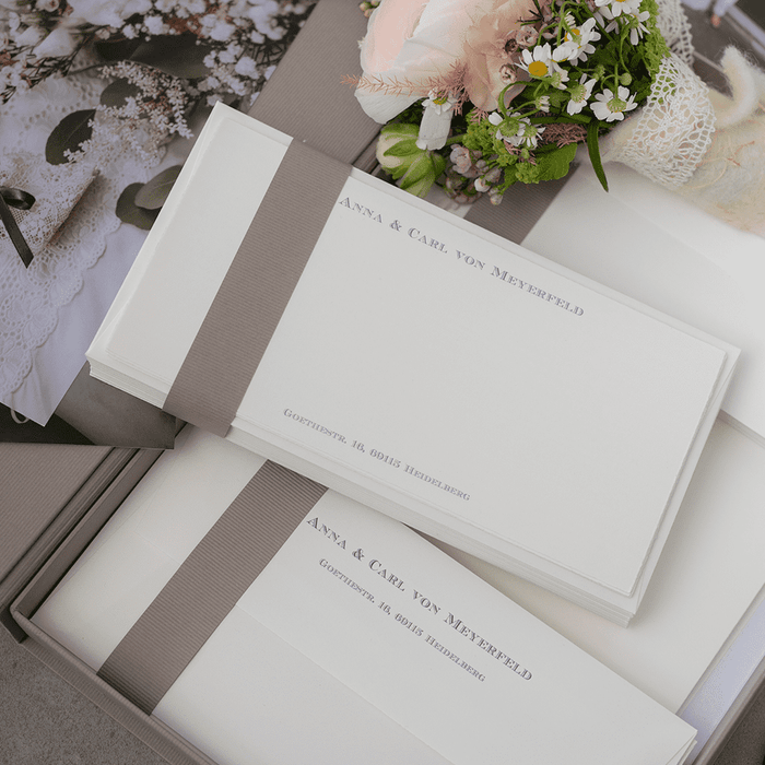 Personalisierbare Briefpapier Kassette | Edles Bütten Papier | 60 Stück | blau