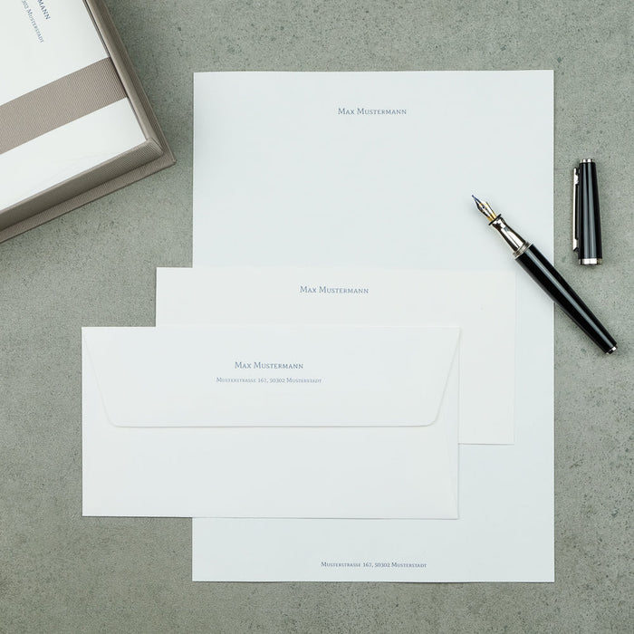 Briefpapierkassette personalisiert, Creme Inhalt, Taupe