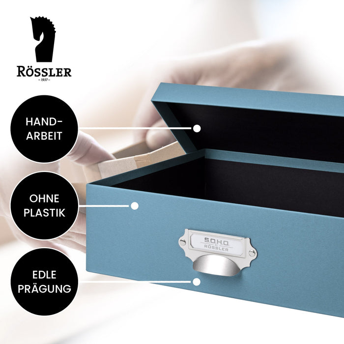 Aufbewahrungsbox mit Griff für A4, Denim-Blau · Art.-Nr. 31343452150
