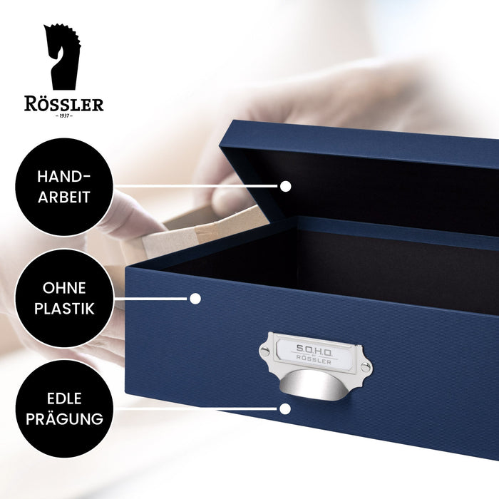Aufbewahrungsbox mit Griff für A4, Navy-Blau · Art.-Nr. 31343452900
