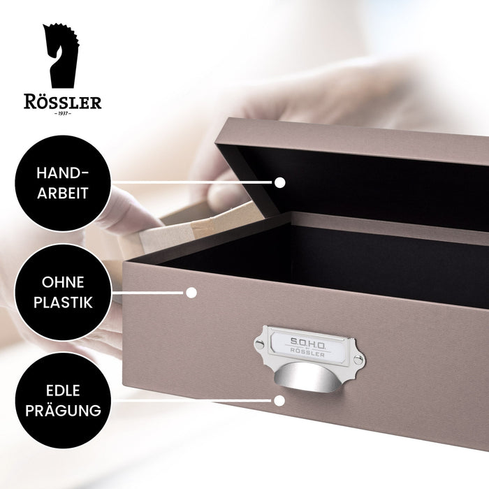Aufbewahrungsbox mit Griff für A4, Taupe · Art.-Nr. 31343452490